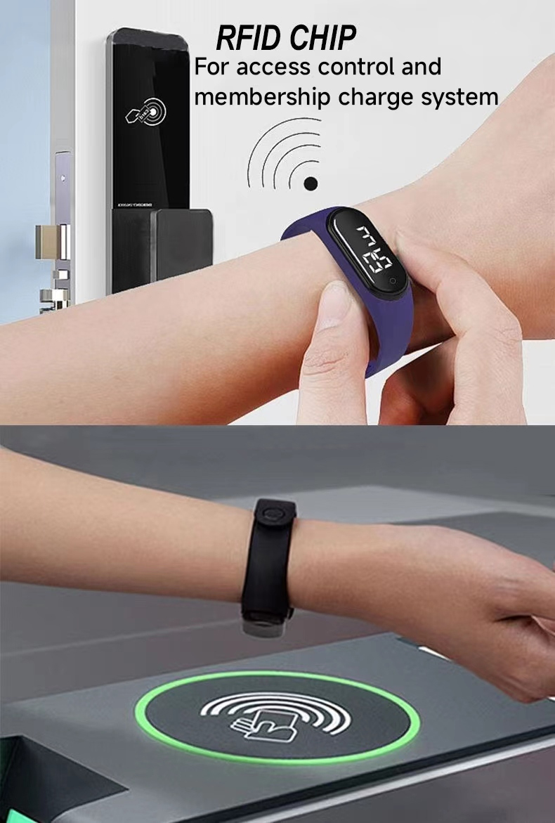 NFC assiste pulseira RFID de controle de acesso à porta