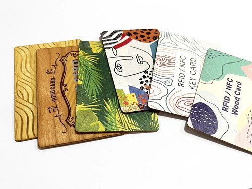 Cartão de visita de bambu de madeira RFID NFC CR80 personalizado, controle de acesso, cartão-chave de hotel