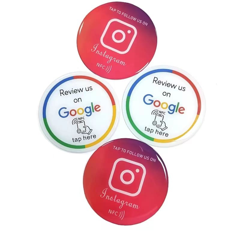 Customized Printed Google Nfc Review Cards Epoxy Rfid Menu Tag For Restaurant Menu Order