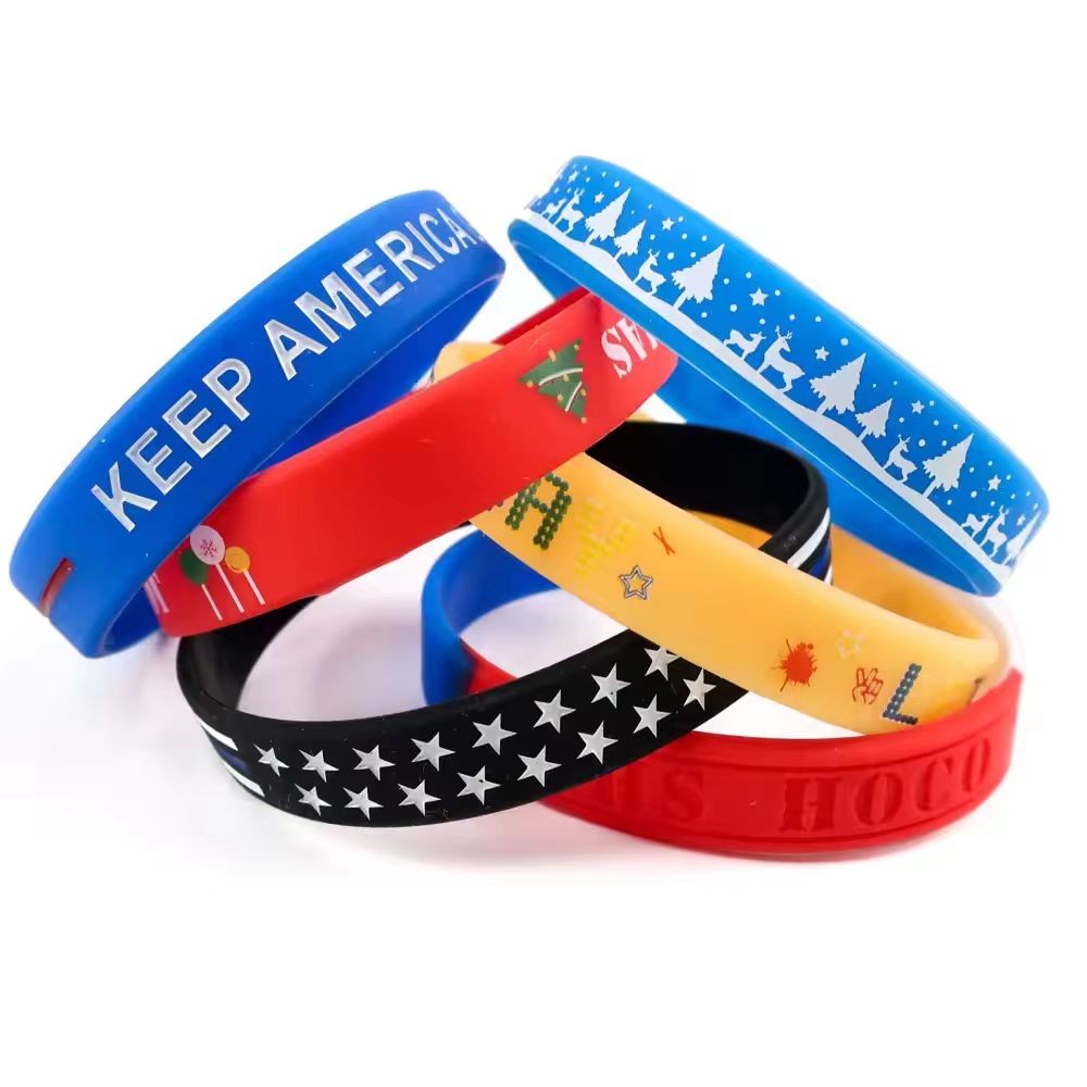 Pulseira de silicone ecológica impressa com logotipo personalizado