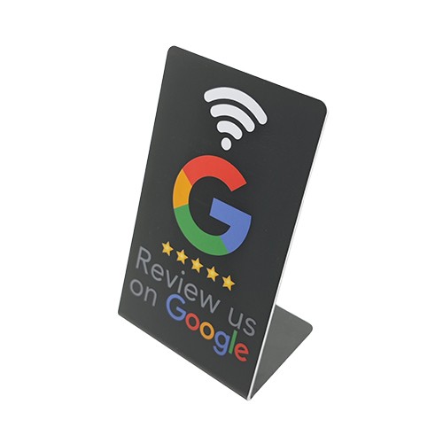 Suporte de mesa NFC de acrílico personalizado em PVC NTAG213 215 216, avaliação do Google, suporte para menu NFC