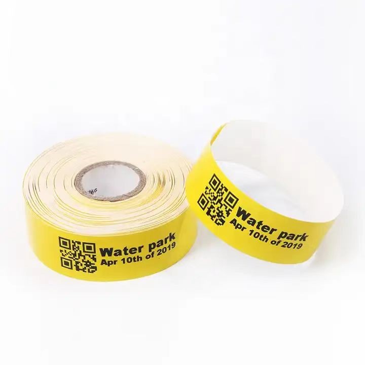 Impressão personalizada, pulseiras de papel Tyvek descartáveis, impermeáveis ​​e personalizadas