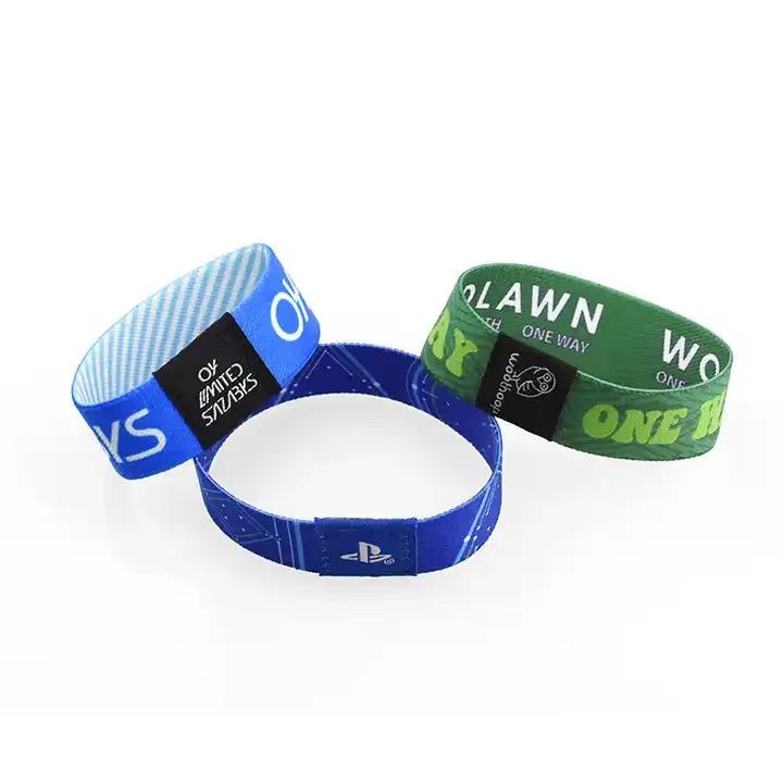 Pulseira de tecido elástico com logotipo personalizado Pulseira de poliéster elástica RFID