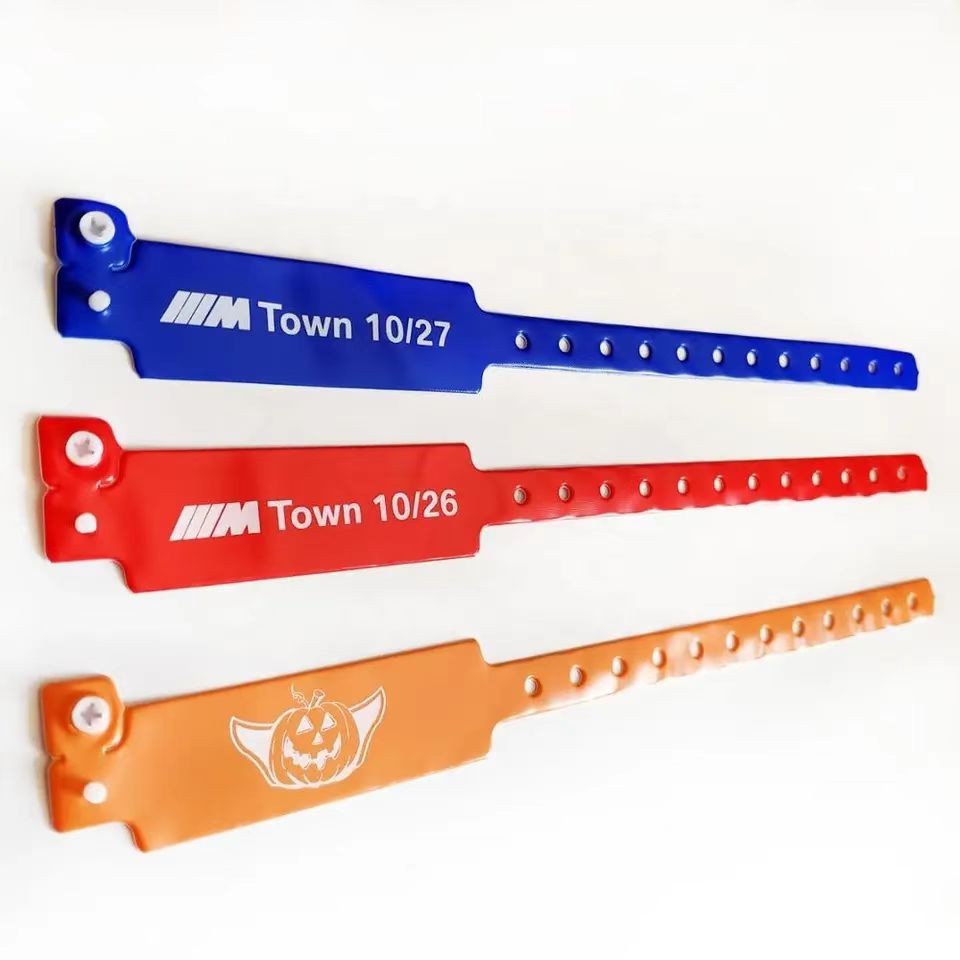 Pulseira de natação de PVC descartável, macia e à prova d'água, com trava personalizada