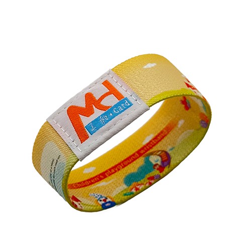 Pulseira de tecido RFID personalizada para eventos em parques de diversões, pulseiras de tecido elástico NFC