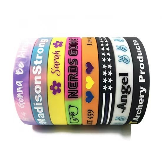 Pulseiras de borracha e silicone personalizadas, pulseira elástica de silicone, pulseira de silicone gravada para personalização