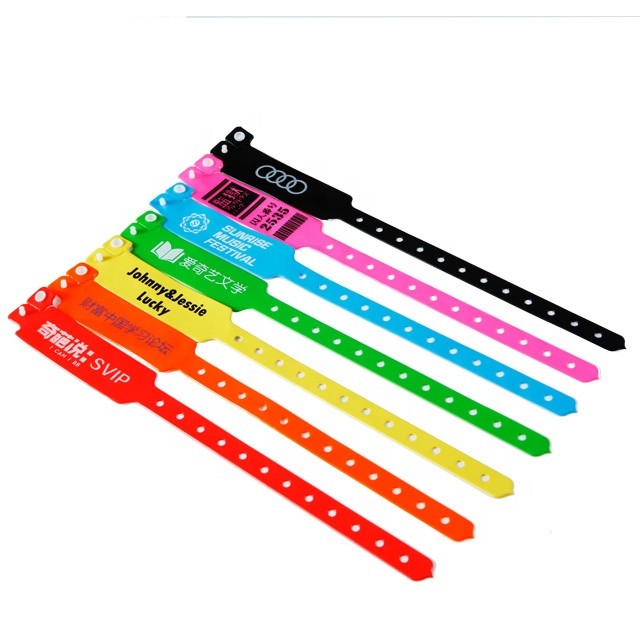 Pulseira de vinil macia e confortável para identificação, pulseira de PVC para eventos