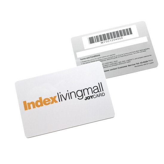 Cartão de sócio de plástico com impressão CMYK e código de barras magnético