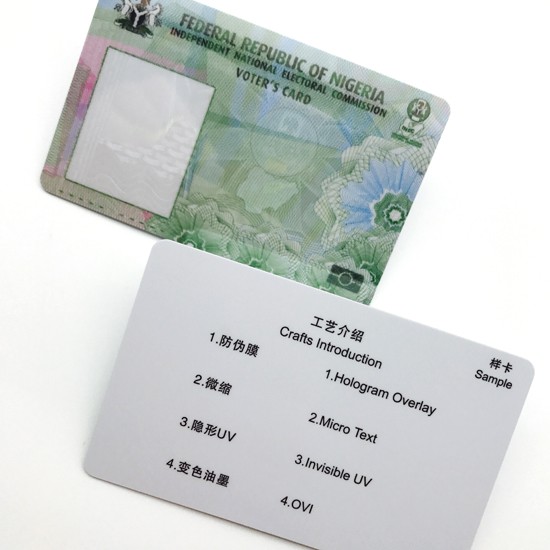 Impressão de segurança de personalização opcional Cartão de identificação com foto de plástico