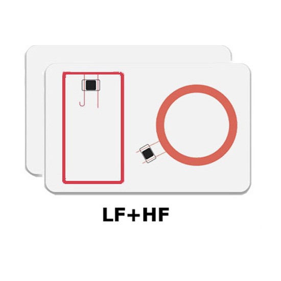 Cartão RFID de dupla frequência com chip de 125 kHz e chip de 13,56 MHz