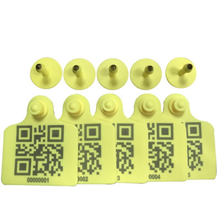 Etiquetas auriculares inteligentes UHF RFID de longo alcance com código QR para animais, para ovelhas e porcos