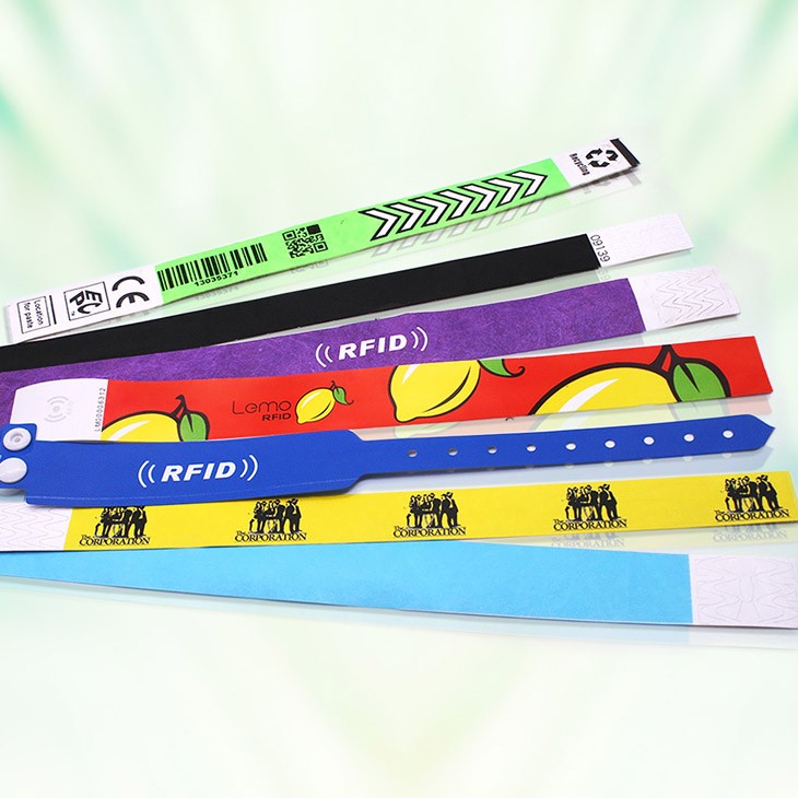 Pulseira RFID Tyvek descartável colorida para publicidade