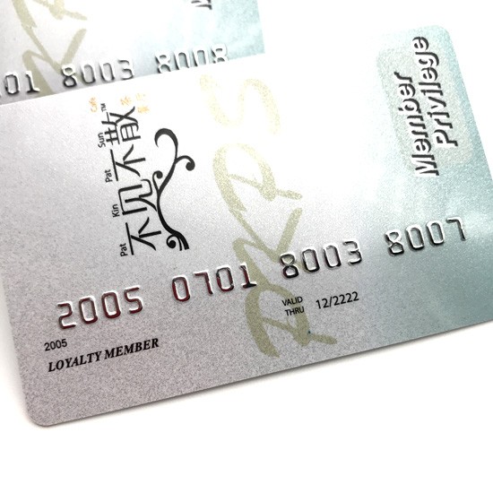 Cartão de membro de plástico PVC com impressão de número em relevo