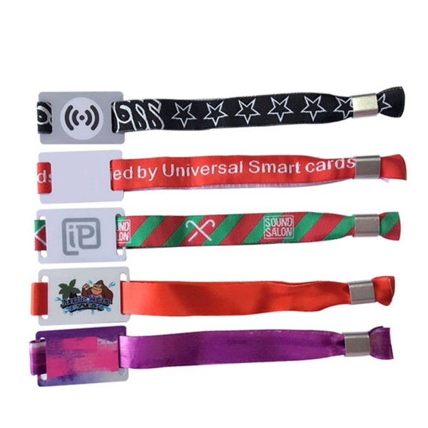 Impressão personalizada 13,56 MHz Tecido RFID Pulseira NFC para ingressos de festivais e eventos