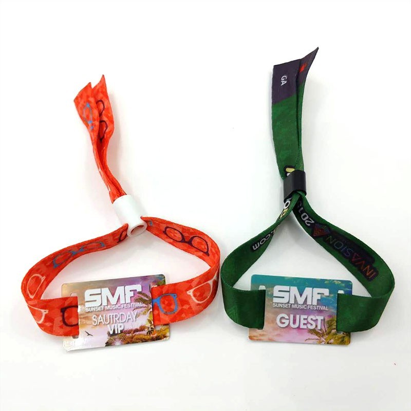 Impressão personalizada 13,56 MHz Tecido RFID Pulseira NFC para ingressos de festivais e eventos