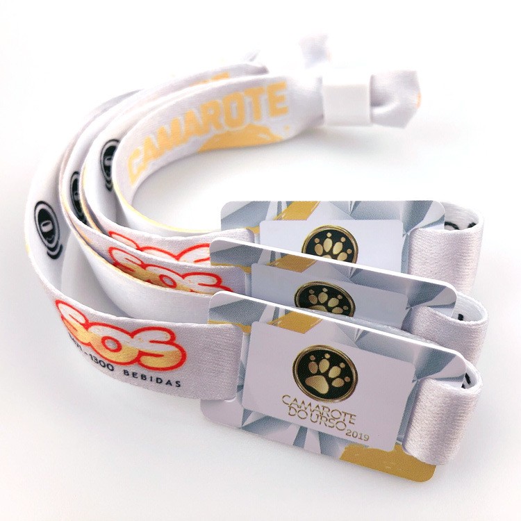 Pulseira de nylon e poliéster com RFID inteligente e macia para parque aquático
