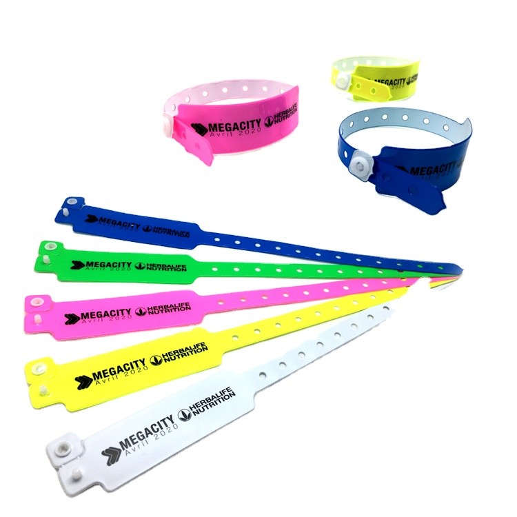 Pulseira de vinil macia e confortável para identificação, pulseira de PVC para eventos
