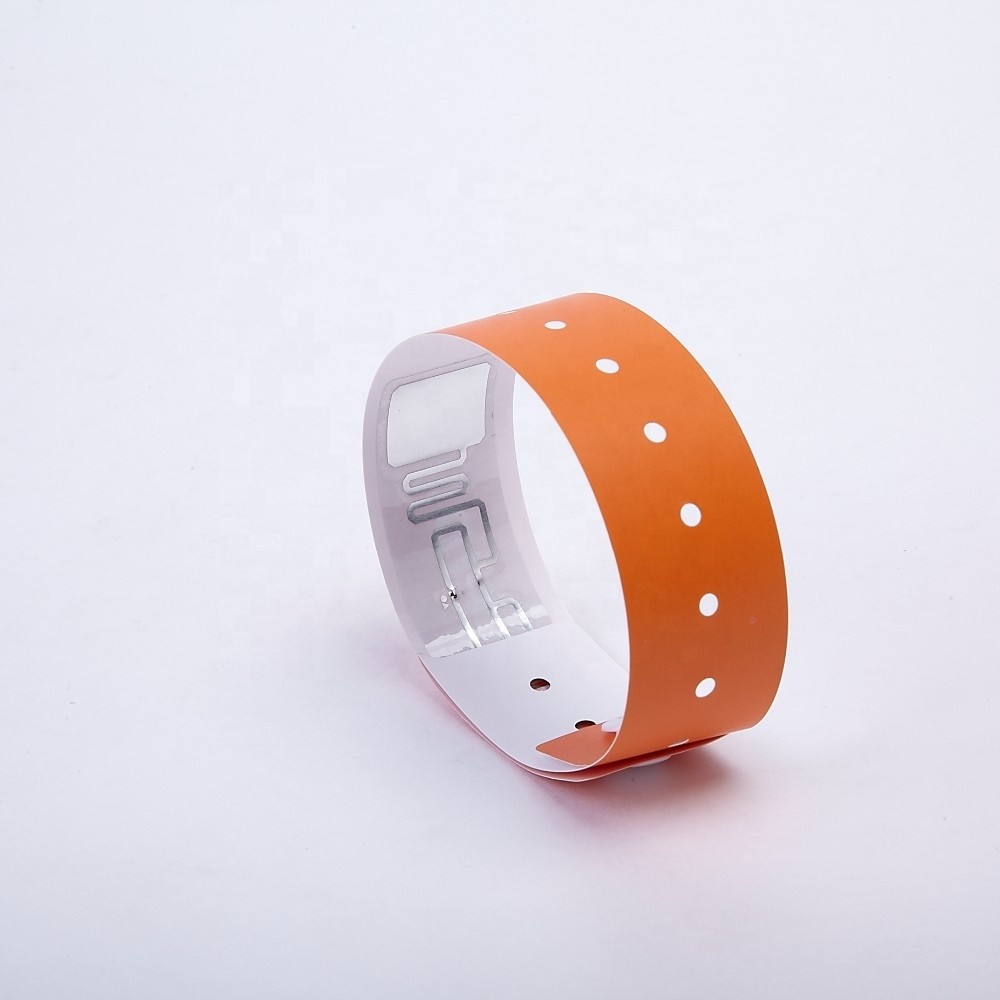 Pulseira RFID descartável com impressão em tecido de papel PP UHF H3 NFC para identificação médica