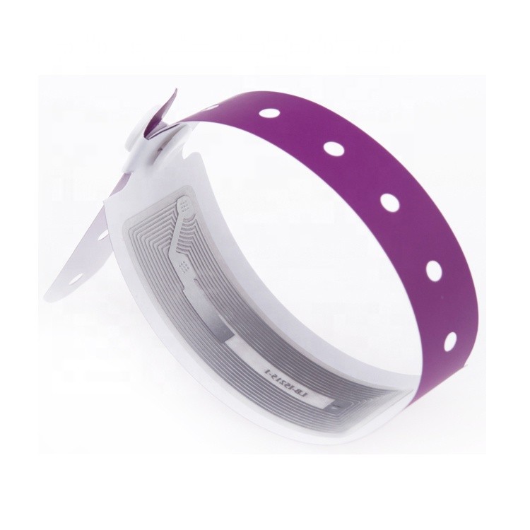 Pulseira RFID descartável com impressão em tecido de papel PP UHF H3 NFC para identificação médica