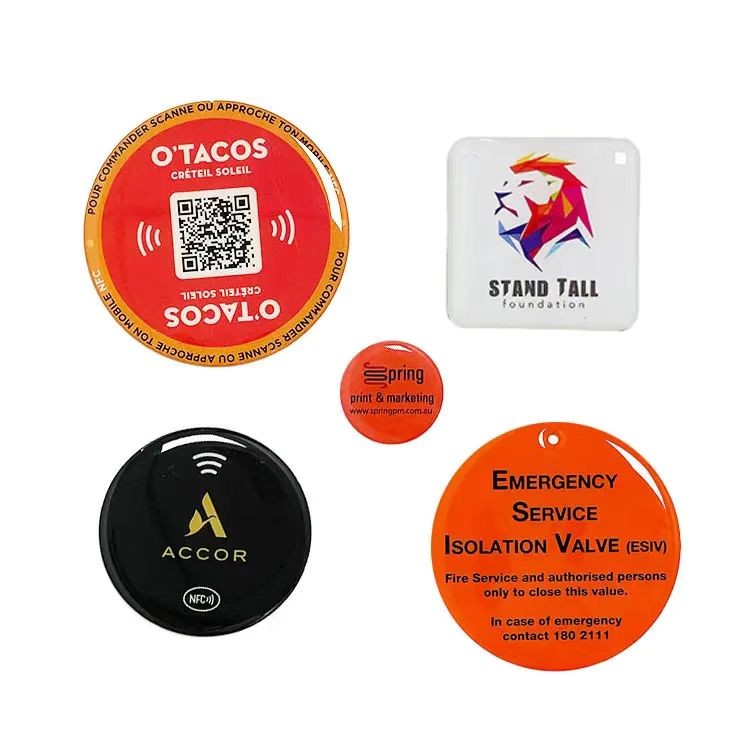 Etiquetas NFC epóxi à prova d'água de 25/30 mm de diâmetro, adesivos para compartilhamento em mídias sociais, adesivos para celular
