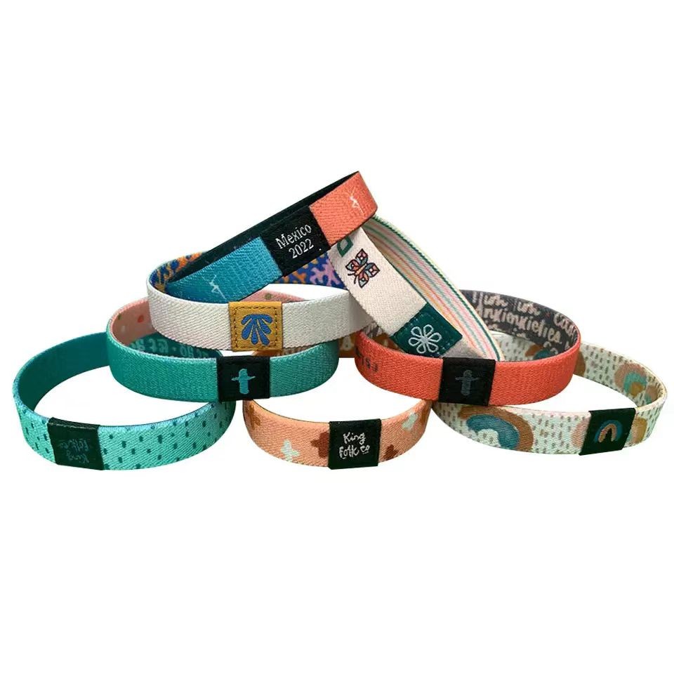 Pulseira de poliéster para festival de basquete esportivo, pulseira elástica de sublimação