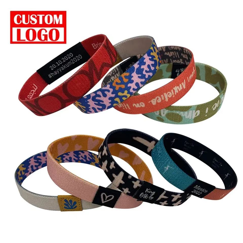 Pulseira de poliéster para festival de basquete esportivo, pulseira elástica de sublimação