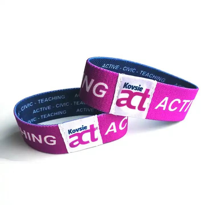 Pulseira de tecido elástico com logotipo personalizado Pulseira de poliéster elástica RFID