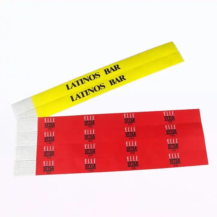 Pulseira de papel impermeável para eventos com logotipo personalizado, pulseira descartável