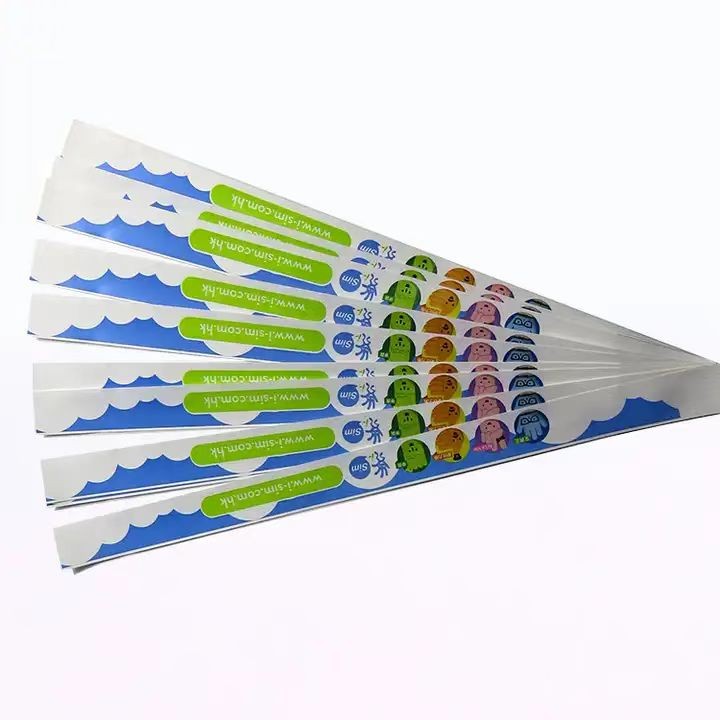 Pulseira de papel impermeável para eventos com logotipo personalizado, pulseira descartável