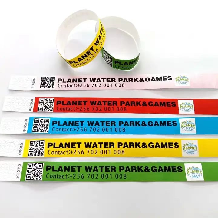 Impressão personalizada, pulseiras de papel Tyvek descartáveis, impermeáveis ​​e personalizadas