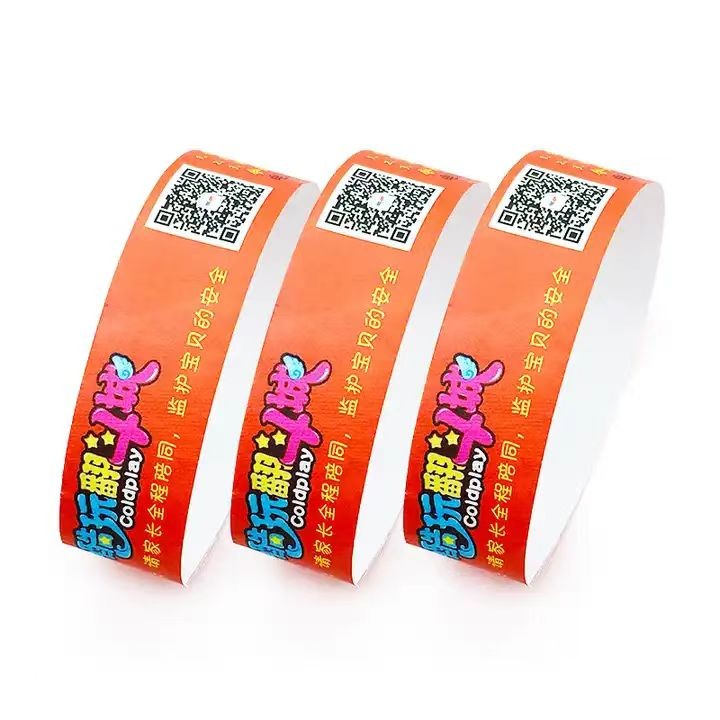 Impressão personalizada, pulseiras de papel Tyvek descartáveis, impermeáveis ​​e personalizadas