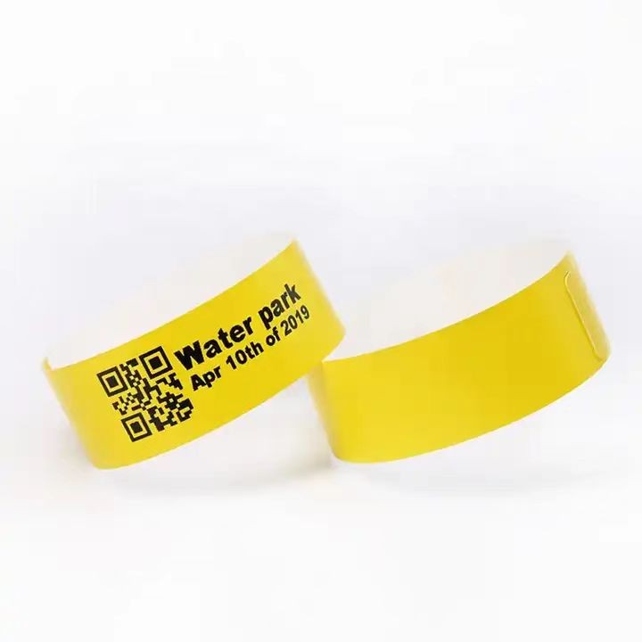 Impressão personalizada, pulseiras de papel Tyvek descartáveis, impermeáveis ​​e personalizadas