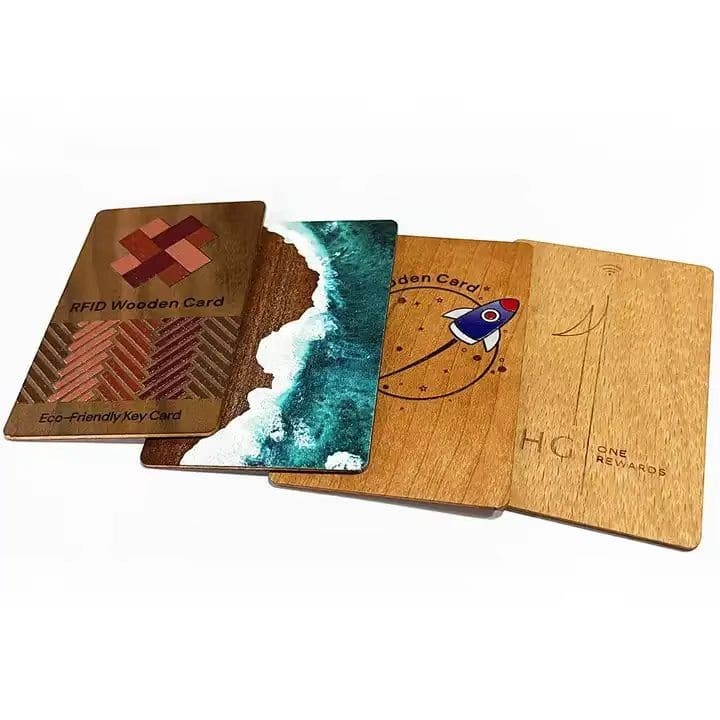 Cartão de madeira com chave comercial RFID NFC de impressão de bambu de luxo personalizado