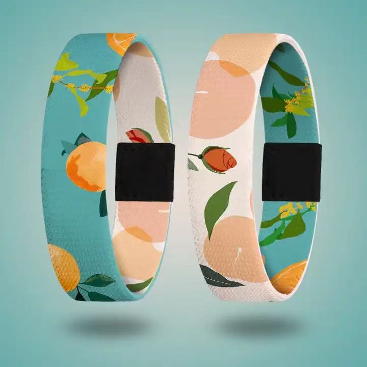 Pulseiras elásticas de poliéster personalizadas, etiquetas de tecido, pulseiras elásticas de sublimação