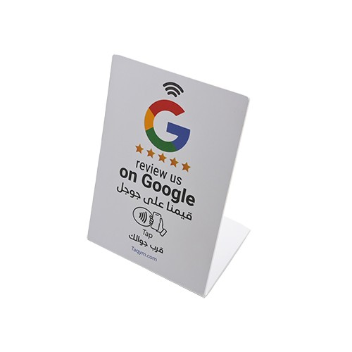 Suporte de mesa NFC de acrílico personalizado em PVC NTAG213 215 216, avaliação do Google, suporte para menu NFC