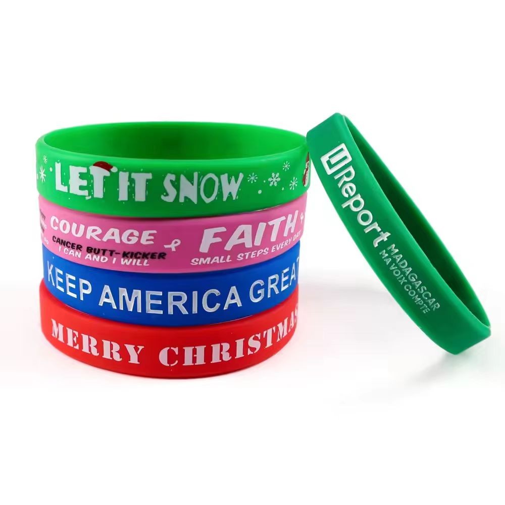 Pulseira de silicone ecológica impressa com logotipo personalizado