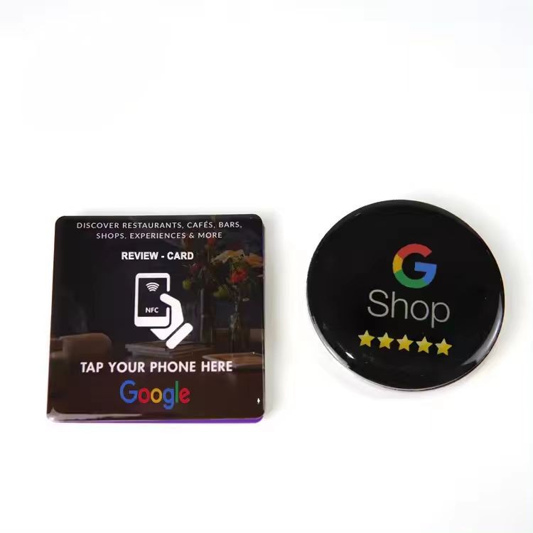 Cartões de avaliação NFC do Google personalizados e impressos, etiqueta de menu RFID epóxi para pedidos de menu de restaurante
