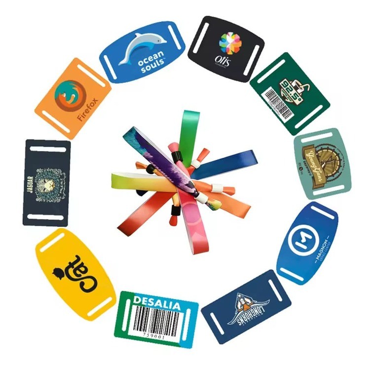 Pulseiras descartáveis ​​NTAG 213 RFID 13,56 MHz NFC tecidas para eventos