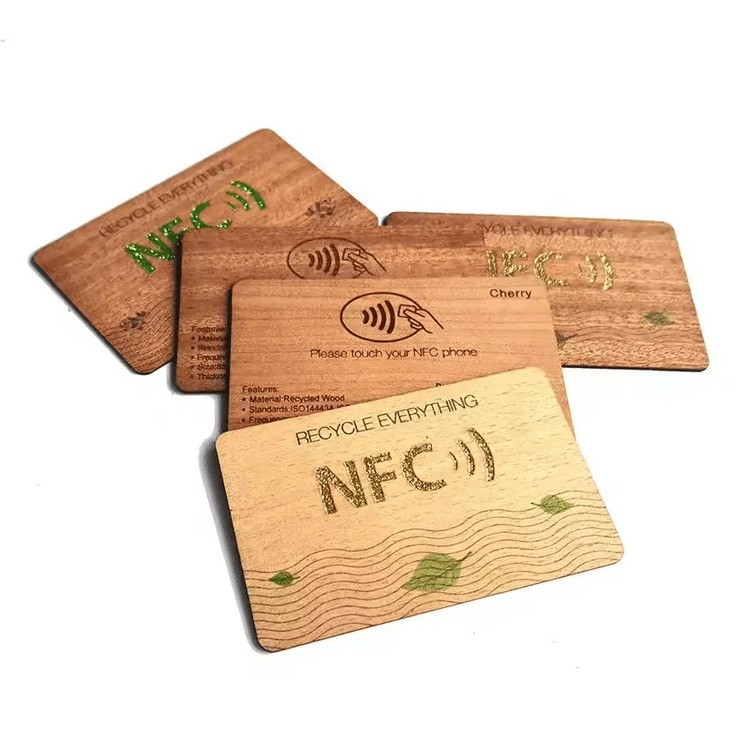 Cartão-chave RFID de madeira ecológico de 13,56 MHz, cartões-chave MIFARE Classic 1K para hotéis