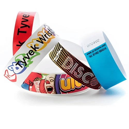Pulseira de Tyvek descartável com logotipo personalizado à prova d'água e RFID para festa de festival
