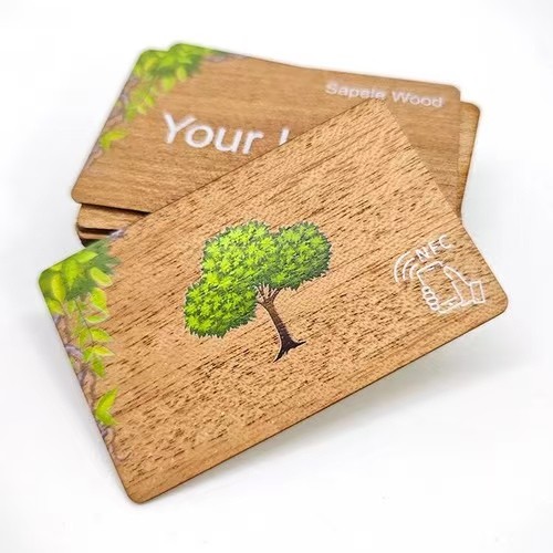 Cartão de visita de bambu de madeira RFID NFC CR80 personalizado, controle de acesso, cartão-chave de hotel