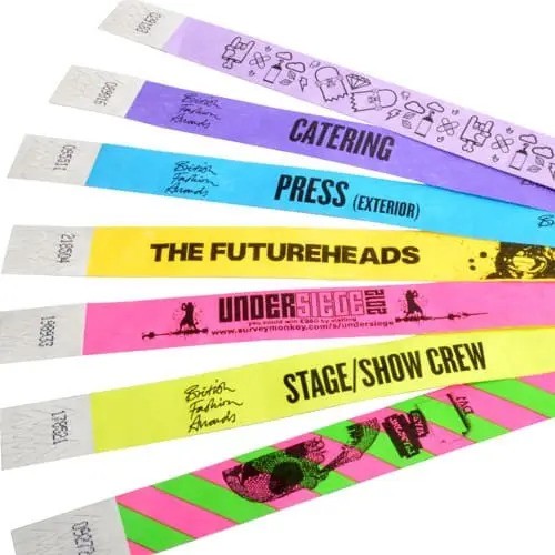 Pulseiras Tyvek personalizadas com impressão RFID para parques de diversão