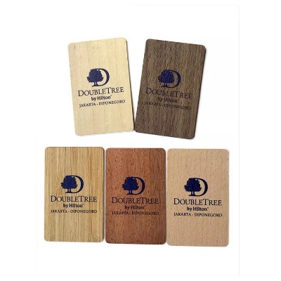 wooden hotel key card