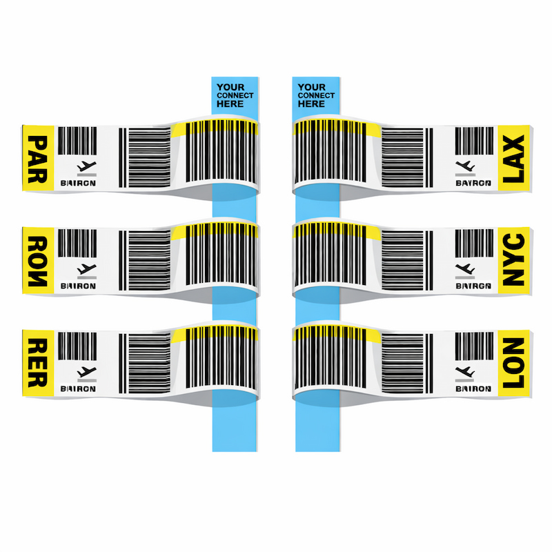 RFID baggage tag attached to airline luggage