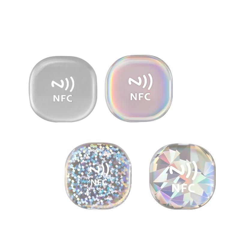 Blue Glitter Epoxy NFC Social Tap Sticker for Brand Engagement