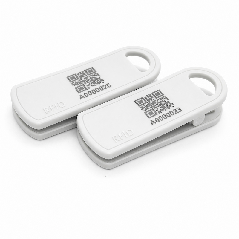 UHF RFID clip tag with QR code for file tracking