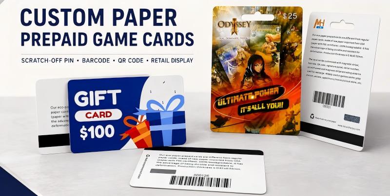 Paper prepaid game cards showing a scratch-off PIN