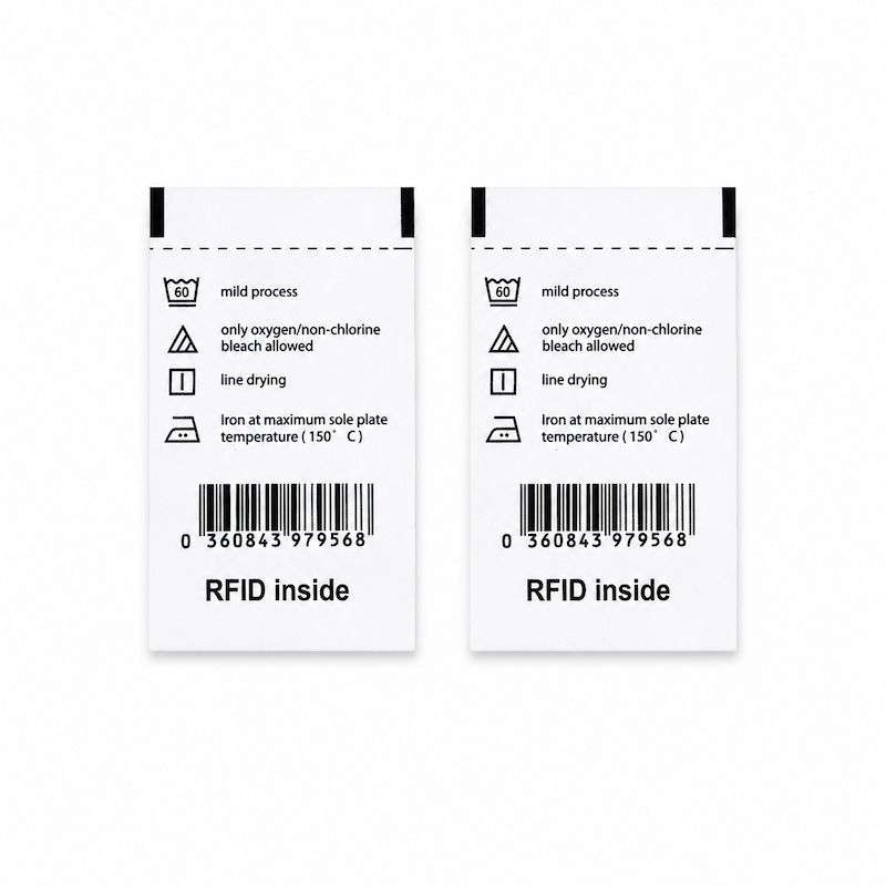 UHF RFID clothing care label with printed garment information