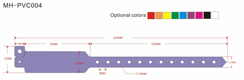 Custom waterproof disposable RFID PVC wristbands