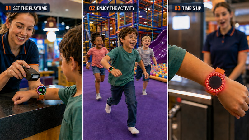 Amusement park timing wristband applications